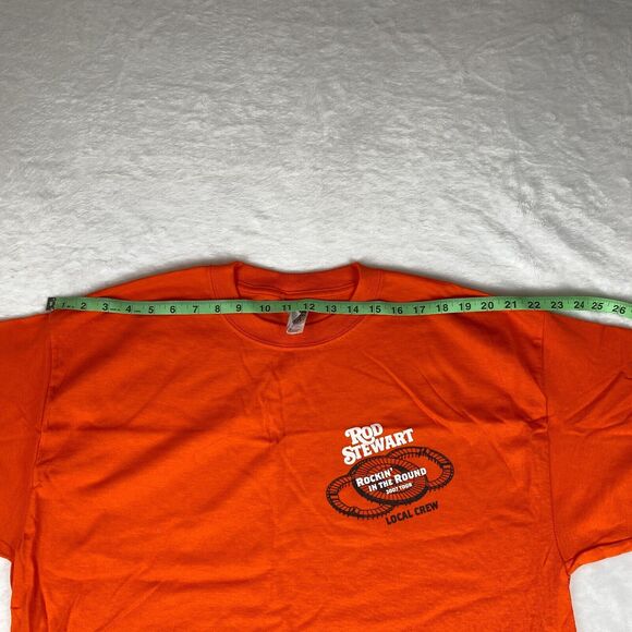 Gildan T Shirt Mens XL Orange Cotton Rod Stewart Short Sleeve Crew Neck Pullover - Picture 5 of 7